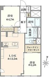 湯島ハイタウンB棟 2LDKの間取図画像