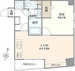 プレール・ドゥーク水天宮 1LDKの間取図画像