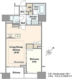 プラウド日本橋人形町ディアージュ 1LDKの間取図画像