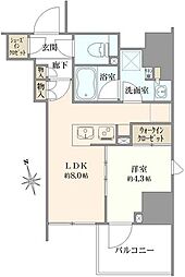 リビオレゾン入船 1LDKの間取図画像