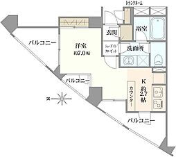 クオリア目黒大橋ウエスト ワンルームの間取図画像
