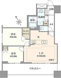 シティタワー池袋 2LDKの間取図画像