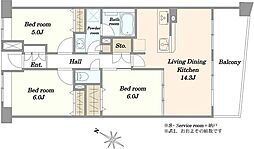 ヒルズ金町 3LDKの間取図画像
