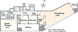 勝どきザ・タワー 3LDKの間取図画像