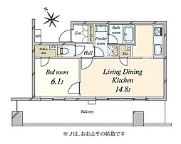 TIXTOWERUENO 1LDKの間取図画像