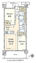 プラウド練馬中村橋マークス 2SLDKの間取図画像