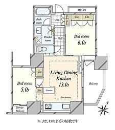 グランドメゾン目黒プレイス 2LDKの間取図画像