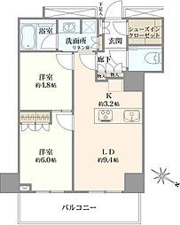 横浜MIDベースタワーレジデンス 2LDKの間取図画像