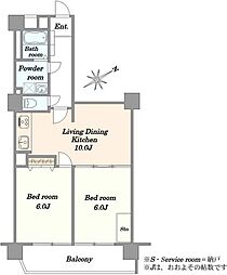 駒込台マンション 2LDKの間取図画像