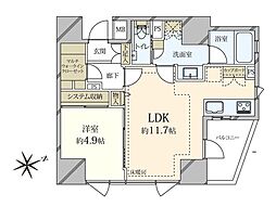 ディアクオーレ白金高輪 1LDKの間取図画像