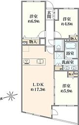 神楽坂トワイシアヒルサイドレジデンス 3LDKの間取図画像