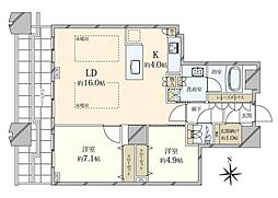 富久クロスコンフォートタワー 2SLDKの間取図画像