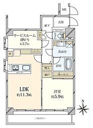 オリエンタル南麻布 1SLDKの間取図画像