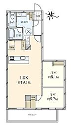 ゾンネンハイム元麻布 2LDKの間取図画像