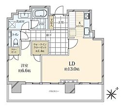 パークコート赤坂檜町ザタワー 1LDKの間取図画像
