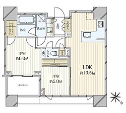 グランドミレーニア 2LDKの間取り