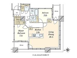クレストプライムタワー芝 2LDKの間取り