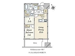 麻布台ヒルズ レジデンスB 1SLDKの間取図画像