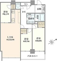 ブランズタワー芝浦 3LDKの間取図画像