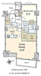 ディアナガーデン西麻布 ワンルームの間取図画像