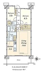 プラウドシティ吉祥寺 2SLDKの間取図画像
