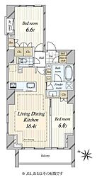 ブランズ麻布十番 2LDKの間取図画像