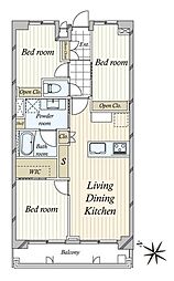 マンション第二恵比須苑 3LDKの間取図画像