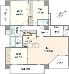 クレド用賀 2SLDKの間取図画像