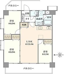コスモ西亀有 3LDKの間取図画像