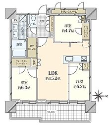 プラウドタワー亀戸クロスゲートタワー 3LDKの間取図画像