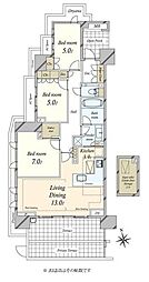 プラウド大井ゼームス坂 3LDKの間取図画像