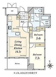 パークハウス芝タワー 2LDKの間取図画像