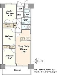 フジタ東品川マンション 3LDKの間取図画像