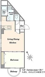 イトーピア五反田マンション 1LDKの間取り