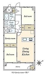 東建マンション学芸大 2SLDKの間取図画像