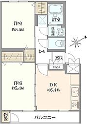 ハイツ池上 2DKの間取図画像