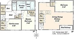 リムテラスコート桜新町一丁目 3LDKの間取図画像
