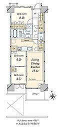 プラウド弦巻 3LDKの間取図画像