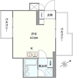 ロイヤルパレス新宿御苑 ワンルームの間取図画像