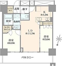 プラウドタワー金町 2LDKの間取図画像