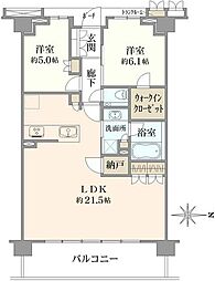 プラウド南浦和 2SLDKの間取図画像