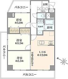 蕨セントラルハイツ 3LDKの間取図画像