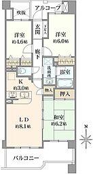 セザール浦和元町 3LDKの間取図画像