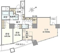ザ・パークハウス西新宿タワー60 2LDKの間取図画像