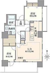 パークハウス府中緑町 2LDKの間取り