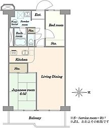 グリーンビュー第3川口 2LDKの間取図画像