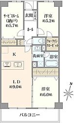スカイタウン西船橋 2SLDKの間取り