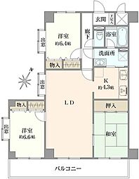ライオンズマンション船橋飯山満台一番館 3LDKの間取図画像