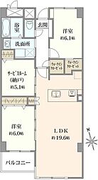 シティーコートフドウ中山 2SLDKの間取図画像