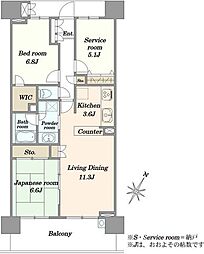 ロイヤルコート京葉蘇我弐番館 2SLDKの間取図画像